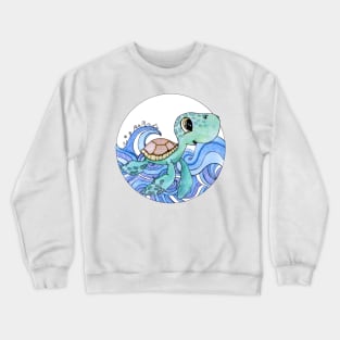 Blue sea turtle baby nursery kids gift Crewneck Sweatshirt